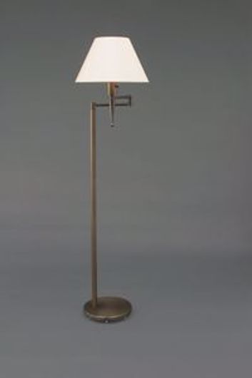 Picture of OIL RUBBED BRONZE MICHELLE SWING ARM FLOOR LAMP WITH SILK LINEN SHADE