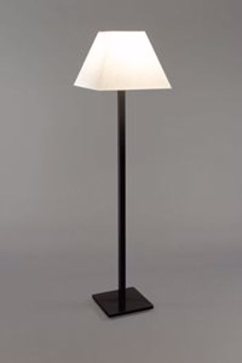 Picture of GUNMETAL SQUARE STEM FLOOR LAMP AND LINEN SHADE