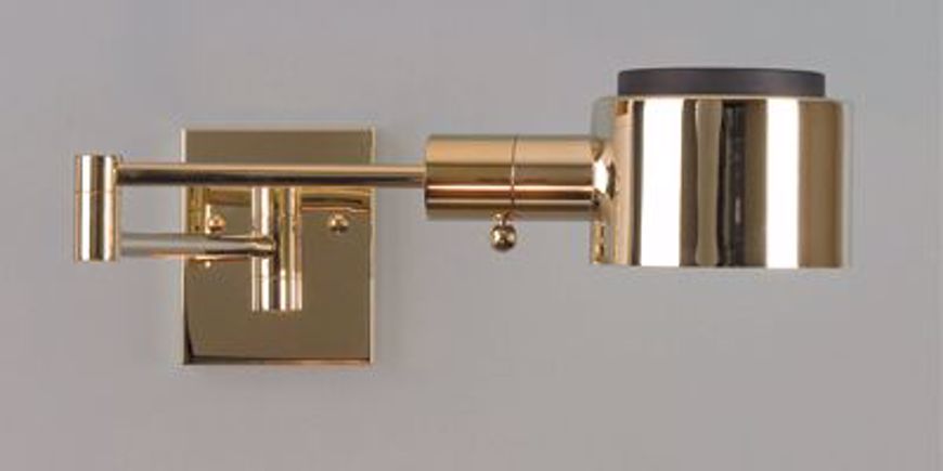 Picture of DIAMONDCLAD POLISHED BRASS SWING ARM LAMP WITH G SHADE.