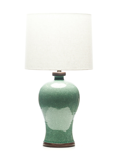 Picture of LAWRENCE & SCOTT DASHIELL TABLE LAMP IN AQUAMARINE CRACKLE (WALNUT)