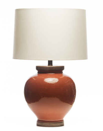 Picture of LAWRENCE & SCOTT LUCA PORCELAIN LAMP IN LIVING CORAL (WALNUT)