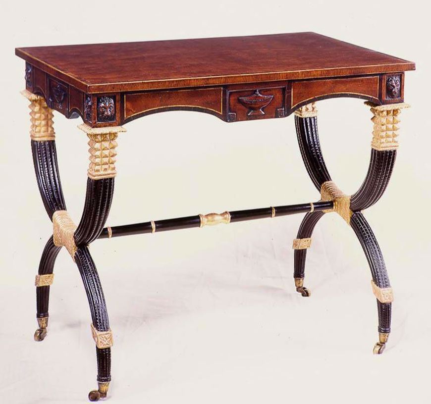 Picture of ENGLISH STYLE MAHOGANY AND GILT SOFA TABLE