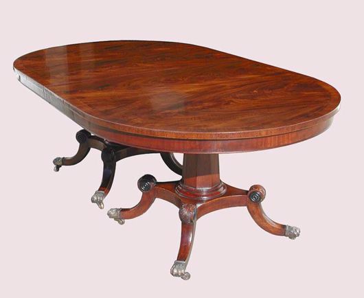 Picture of ENGLISH REGENCY STYLE OVAL SHAPED MAHOGANY DINING TABLE