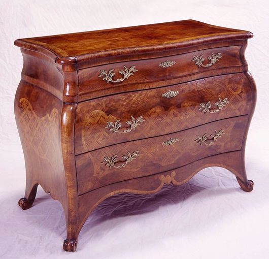 Picture of LOUIS XV STYLE WALNUT COMMODE WITH PARQUETRY INLAY
