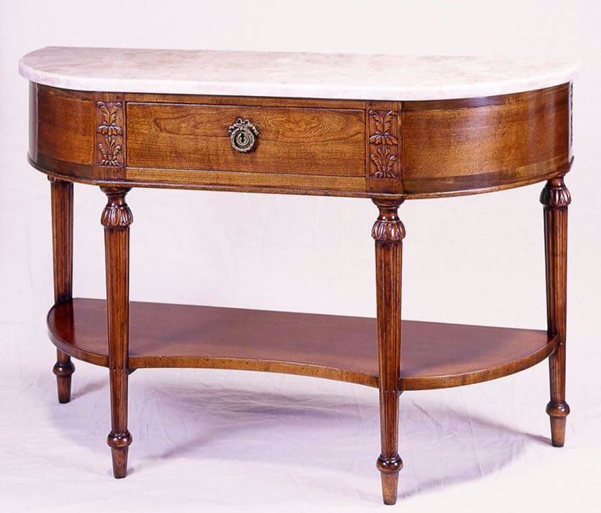 Picture of LOUIS XVI STYLE FRUITWOOD CONSOLE WITH MARBLE TOP