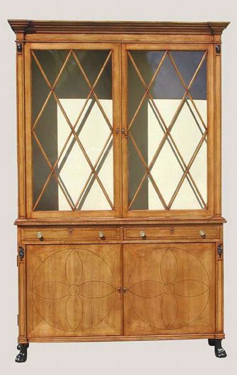 Picture of REGENCY STYLE MAPLE AND EBONY INLAY DISPLAY CABINET