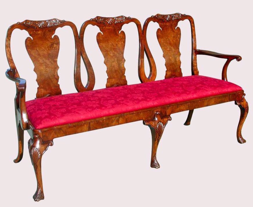 Picture of QUEEN ANNE STYLE WALNUT THREE-SEAT SETTEE