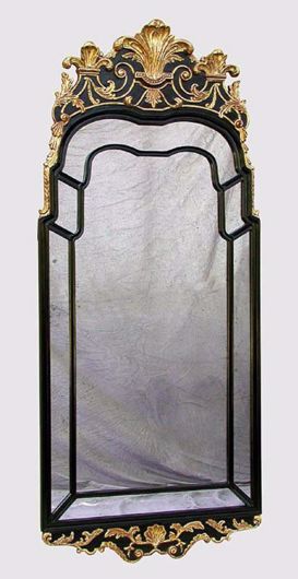 Picture of ENGLISH REGENCY STYLE GILTWOOD AND BLACK LACQUER MIRROR
