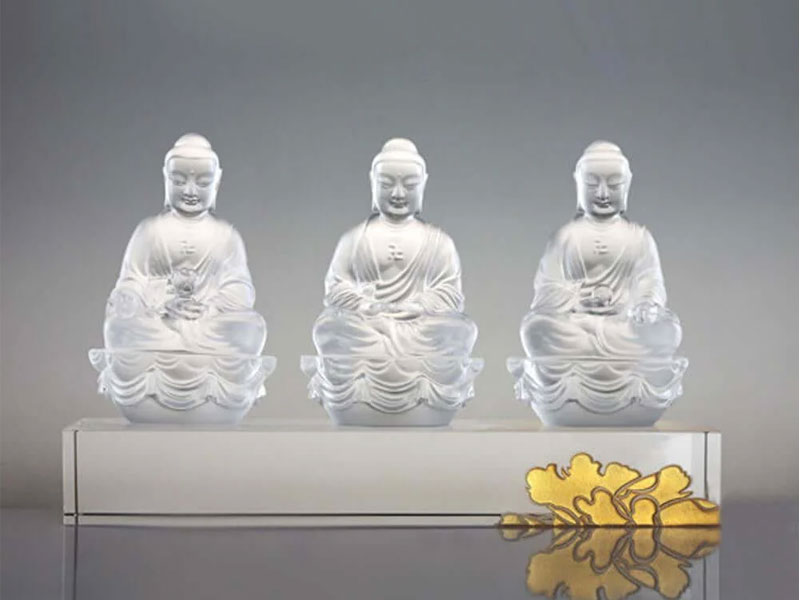 3 crystal buddhas from Lawrence Scott Furnishings Accents